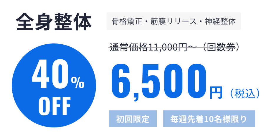 全身整体　30％OFF　税込7,700円　初回限定　毎月先着10名様限り